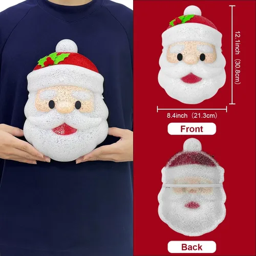 Vista 6 de Paquete de 2 cubiertas de luz de porche de Papá Noel de Navidad, decoraciones navideñas al aire libre para accesorios grandes, luces de garaje