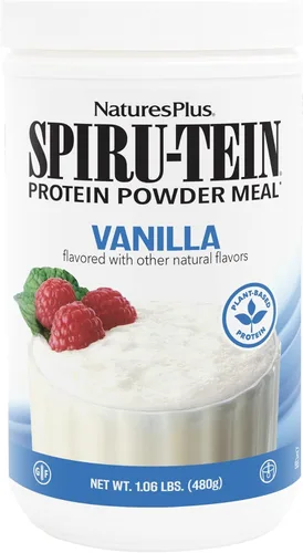 NaturesPlus SPIRU-TEIN, vainilla - 1.06 libras - Polvo de proteína de espirulina - Vitaminas y minerales para energía - Vegetariano, sin gluten - 16