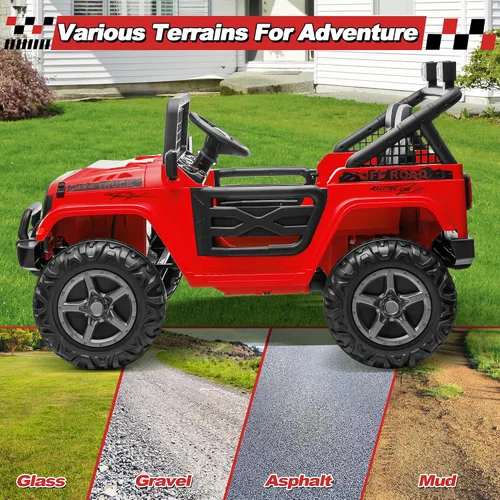 Vista 9 de Auto de paseo de 24 V con control remoto, camión conmutable XL de 2 plazas 4WD/2WD con motor de 4 x 200 W, asiento de 20 pulgadas de ancho, ruedas