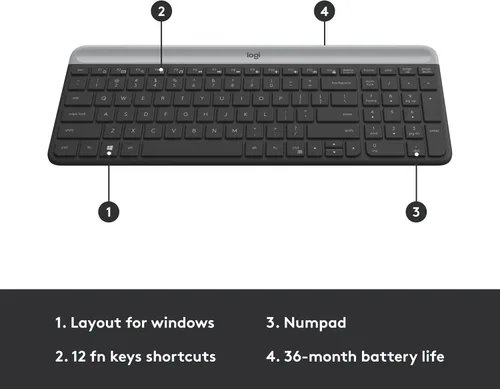 Vista 7 de Logitech MK470 - Teclado [versión en inglés] y mouse inalámbricos delgados, compactos modernos, ultrasilenciosos, receptor USB de 2.4 GHz tipo plug