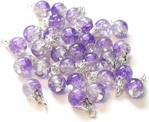 Vista 12 de 30pcs Handcrafted Crackle Glass Beads Drops w/Silver Wire & Bead Cap ~Jewelry Making~ (Army Green)