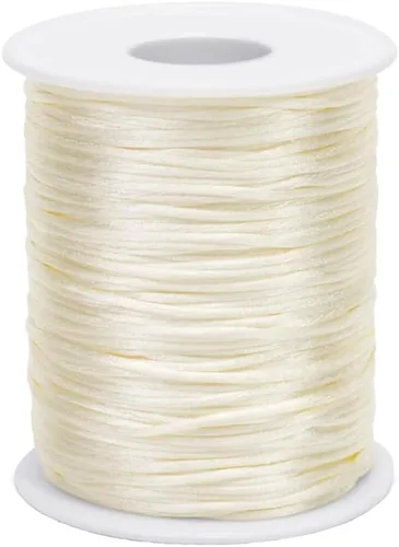 Vista 41 de 1.5 mm x 110 yardas de cordón de satén de nailon para abalorios, hilo trenzado para nudos chinos afortunados, macramé, collares y pulseras de cola