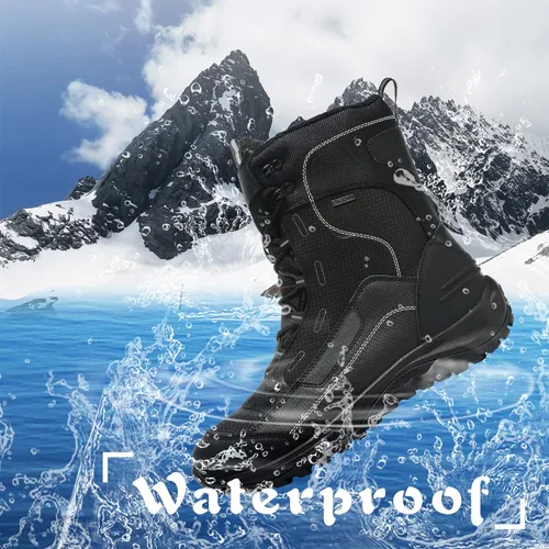 Vista 6 de Botas de nieve para hombre, más forro polar, cálidas, antideslizantes, impermeables, cómodas, montañismo, invierno, importación de esquí, botas