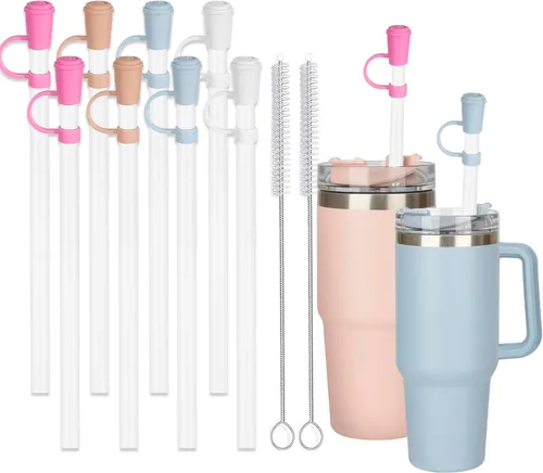 Vista 11 de 6 popotes con tapa de cubierta para vaso Stanley de 40 onzas, popote reutilizable con puntas de tapón, perfecto para vasos Stanley con mango H2.0