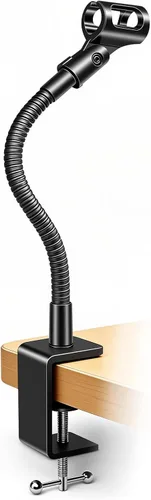 Vista 8 de Soporte de micrófono flexible de cuello de cisne de 6 pulgadas con abrazadera de escritorio resistente para podcast, reuniones, conferencias