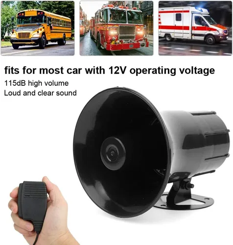 Vista 3 de Terisass Altavoz de sirena de policía de coche de 50 W, sonido de 3 tonos, DV12V, ajuste de volumen, bocina de vehículo de bocina de automóvil