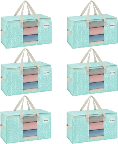 Vista 22 de VENO Paquete de 2 bolsas de mudanza resistentes, bolsas de almacenamiento de ropa y edredón con ventana transparente, suministros de embalaje