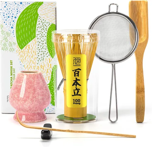 Vista 19 de TEANAGOO MA-01 Accesorio japonés para ceremonia de matcha, batidor de matcha (Chasen), cuchara tradicional (chashaku), cuchara de té, soporte