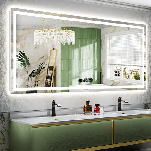 Vista 34 de Espejo de baño LED de 20 x 30 pulgadas con luces delanteras y retroiluminadas, espejo de tocador iluminado para pared de baño con 3
