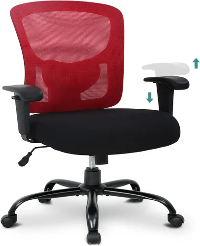 Vista 8 de Silla de oficina grande y alta para personas pesadas, silla de escritorio de computadora de 400 libras, asiento extra ancho, brazos ajustables