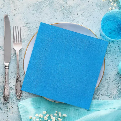 Vista 6 de Whaline Paquete de 150 Servilletas de Papel Azules de 6.5 x 6.5 Pulgadas, 3 Colores, Servilletas de Almuerzo con Temática Azul, Servilletas de Papel