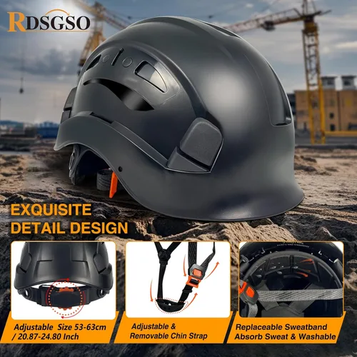 Vista 5 de Casco de seguridad industrial RGS-8C rejillas de ventilación ajustables, suspensión de 6 puntos, transpirables, ligeros, cascos para construcción