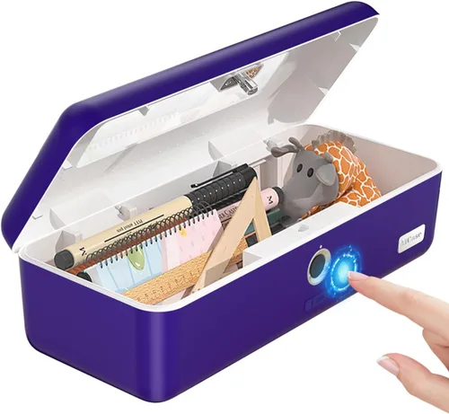 Vista 11 de AICase - Caja fuerte para pistolas, caja de seguridad de acceso rápido para múltiples pistolas con cerradura biométrica de huellas dactilares/código