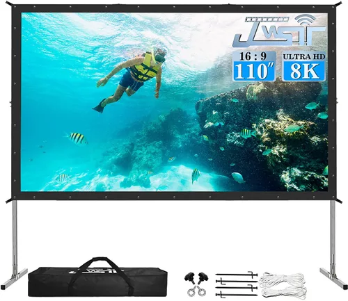 Vista 11 de Pantalla de proyección y soporte, pantalla de cine al aire libre de 80 pulgadas - Pantalla de proyección al aire libre de PVC de 3 capas mejorada