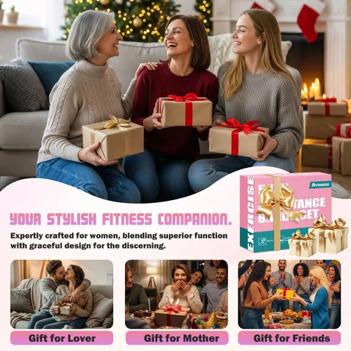 Vista 7 de Ayombo Resistance Bands with Handles for Women, 150LBS Exercise Bands Set for Physical Therapy Yoga Pilates, 5 Level Workout Bands for Working Out