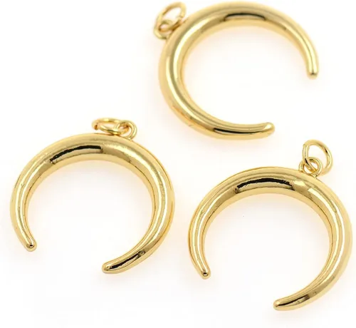 Vista 2 de Dije de oro de 18 quilates con forma de luna creciente, collar de cuerno de buey de toro, para suministros de joyería de bricolaje de 0.866 x 0.918