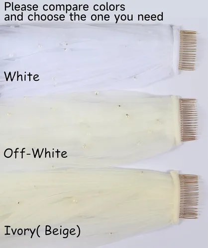 Vista 3 de AMBRE ADELE Cathedral Bridal Long Tulle Veil With Pearl, Wedding Veil for Brides