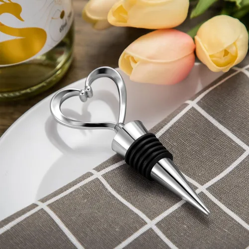 Vista 6 de Paquete de 60 tapones de vino en forma de corazón, regalos de boda a granel para despedidas de soltera para invitados, tapón de botella de vino