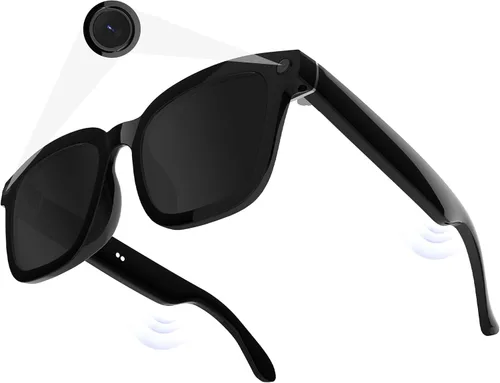 Lentes de cámara inteligente AI 1080P HD – Gafas de grabación de video Bluetooth con control de voz, lentes de cámara deportiva portátiles para