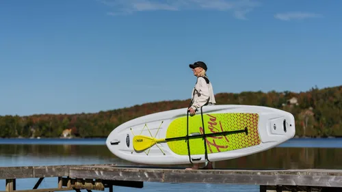 Vista 4 de Pelican - Flow 106 Hardshell Stand-Up Paddle Board - Lightweight Board with a Bottom Fin for Paddling, Non-Slip Deck - Perfect for Youth & Adult