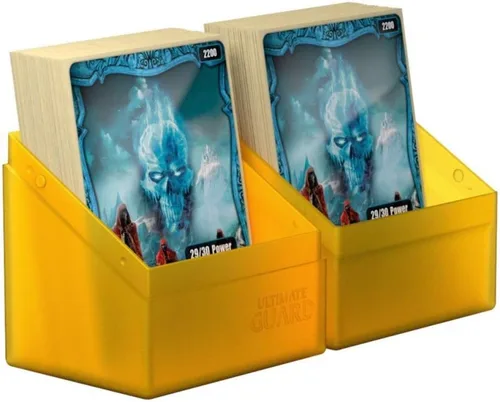 Vista 3 de Ultimate Guard Boulder 80+ Classic, estuche para mazo para 80 cartas TCG con doble funda, ámbar, almacenamiento seguro y duradero