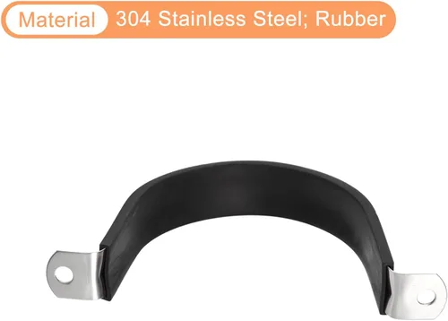 Vista 4 de Uxcell Abrazadera de manguera de acero inoxidable acolchada de goma de 2.913 in (2-7/8 pulgadas), abrazadera de metal en forma de U para tubo