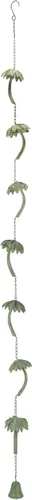 Vista 4 de Cadena de lluvia de palmera tropical de metal con acabado de bronce con colgador adjunto, ideal para recoger agua de lluvia, hermoso acento