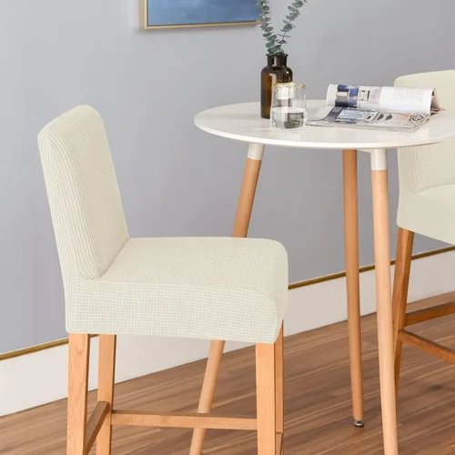 Vista 7 de Juego de 4 fundas elásticas para taburetes para silla de bar, funda para silla de pub, extraíble, lavable, jacquard, altura de mostrador, juego de 4