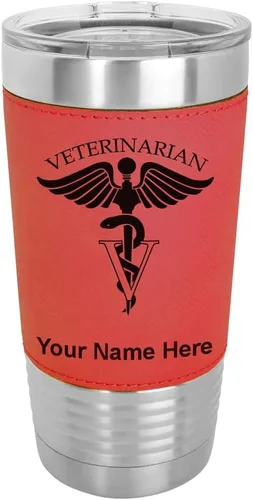 Vista 10 de LaserGram 20oz Vacuum Insulated Tumbler Mug, Skateboarding, Personalized Engraving Included (Faux Leather, Gray)