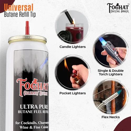 Vista 3 de Foghat - Recambio de combustible de butano culinario (3 x 2.0 fl oz), recipiente de repuesto de butano para encendedor, se adapta a todas