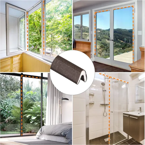 Vista 7 de uxcell Burlete para marco de puerta, tira de espuma autoadhesiva para ventana de 11 pies de largo y 0.35 pulgadas de ancho, tira de espuma flexible