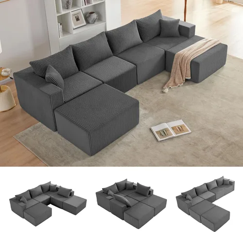Vista 43 de Weture 95''Modular Sectional Sofa with 1 Chaise and 1 Ottoman, Boneless couches for Living Room Furniture,Comfort U Shaped Sofa， Deep Seat Corner
