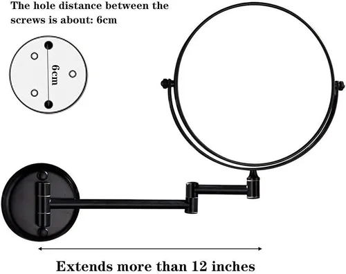 Vista 6 de ZADIKO Espejo de maquillaje montado en la pared de 8 pulgadas, aumento 1X/10X, doble cara, giratorio 360, extensible para afeitar, espejo cosmético