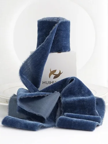 Vista 15 de HUIHUANG Cinta de terciopelo marrón de 2 pulgadas hecha a mano de seda deshilachada para ramo de flores, envoltura de regalos, invitaciones