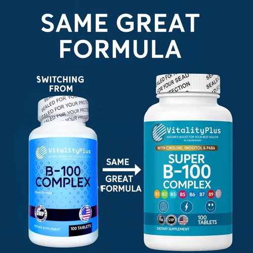 Vista 6 de Complejo Super B-100 – Todas las vitaminas B incluyendo B12, B1, B2, B3, B5, B6, B7, B9, Folato – Vitaminas B de alta potencia con colina, inositol