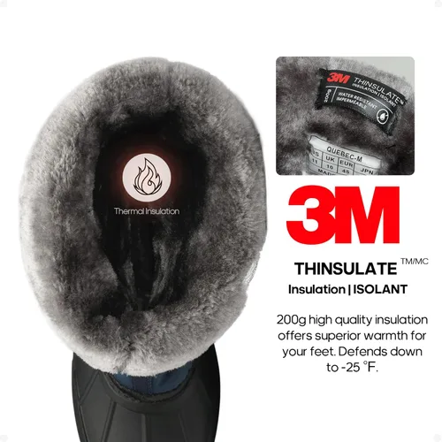 Vista 2 de NORTIV 8 Botas impermeables para hombre senderismo invierno botas de nieve aisladas forro de piel ligero al aire libre altos botines