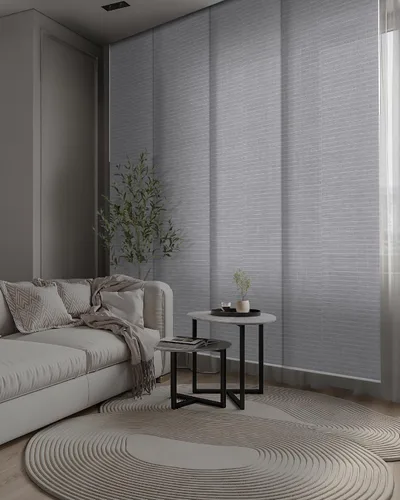 Vista 11 de GoDear Design Sliding Panel Track Blinds for Patio Door, 45.8"-86" W x 96" H, Adjustable Width, Trimmable Height, Semi-Sheer Vertical Blinds for