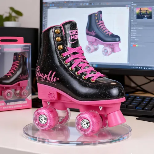 Vista 7 de Patín de ruedas ajustable para niñas activas, diseño elegante, cuero PU premium resistente a las rozaduras, fácil de limpiar, regalo para niñas