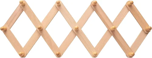 Vista 9 de Mila Millie Estante de pared de madera expandible estilo acordeón 13 ganchos Perchas versátiles para cuarto de bebé, baño, dormitorio, sala