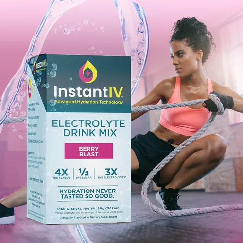 Vista 5 de Polvo de electrolitos – 3 veces electrolitos, 1/2 azúcar con vitamina C, B3, B6, paquetes de electrolitos en polvo para hidratación, recuperación e