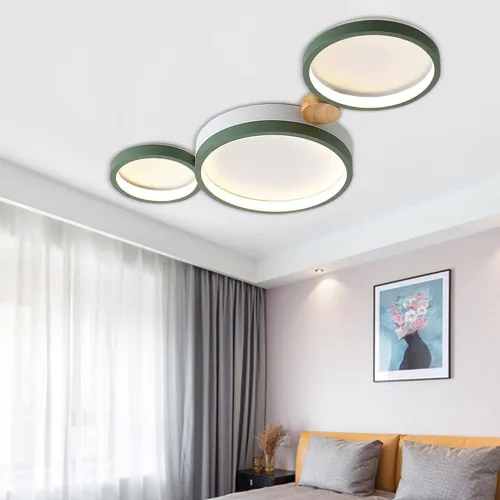 Vista 2 de Lámpara de techo LED de 3 luces, 22 pulgadas, moderna lámpara de techo empotrada de madera de 20 W regulable para sala de estar, dormitorio, cocina