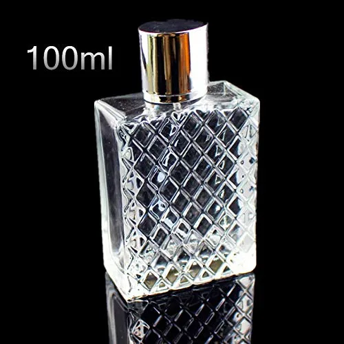 Vista 6 de 1 atomizador de niebla fina de vidrio transparente de 3.4 fl oz/3.4 oz, botella de spray portátil cuadrada recargable de aceites esenciales