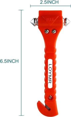 Vista 3 de Martillo de seguridad de 6 piezas, herramienta de escape de emergencia con rompedor de ventana de coche y cortador de cinturón de seguridad