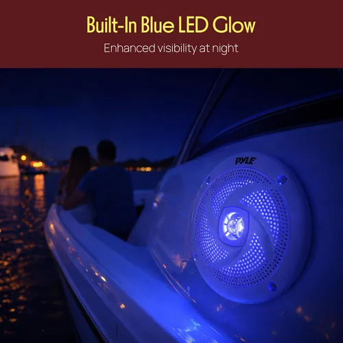 Vista 7 de Pyle Altavoces marinos - 5.25 pulgadas, 2 vías, impermeable y resistente a la intemperie, sistema de sonido estéreo de audio para exteriores