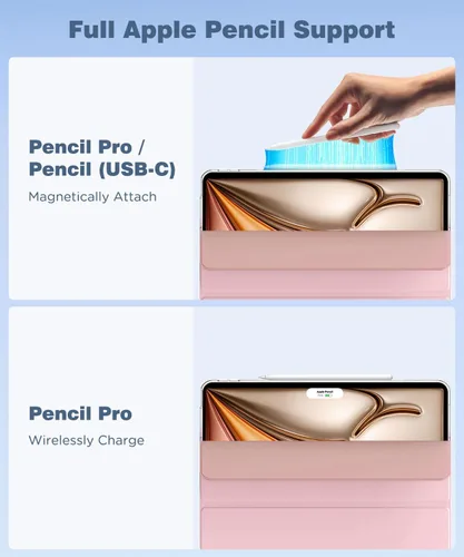 Vista 8 de MoKo para iPad Air de 13 pulgadas, funda M3 2025/M2 2024, funda para iPad Air de 13 pulgadas con parte trasera de TPU translúcida y esmerilada