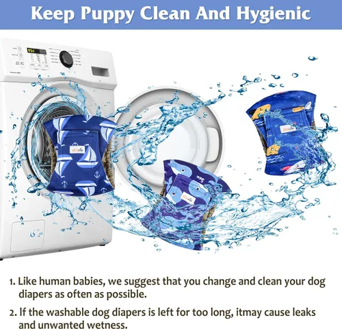 Vista 7 de Pañales reutilizables para perros machos, 3 unidades, bandas lavables de alta calidad para el vientre para perros machos, de alta absorción