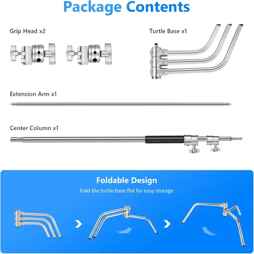 Vista 17 de NEEWER Pro Soporte en C 100% de acero inoxidable de alta resistencia con brazo extensible, altura máxima 172cm/68", soporte de luz para fotografía