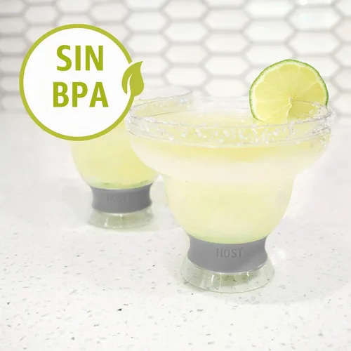 Vista 6 de HOST FREEZE - Vasos de Margarita sin tallo, vasos de cóctel de plástico aislados para bebidas congeladas, vasos enfriadores de doble pared para Azul
