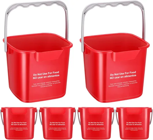 Vista 8 de 6 cubos de limpieza de 6 cuartos de galón, cubo cuadrado de desinfectante pequeño, cubo de detergente para el hogar, comercial, restaurante, cocina