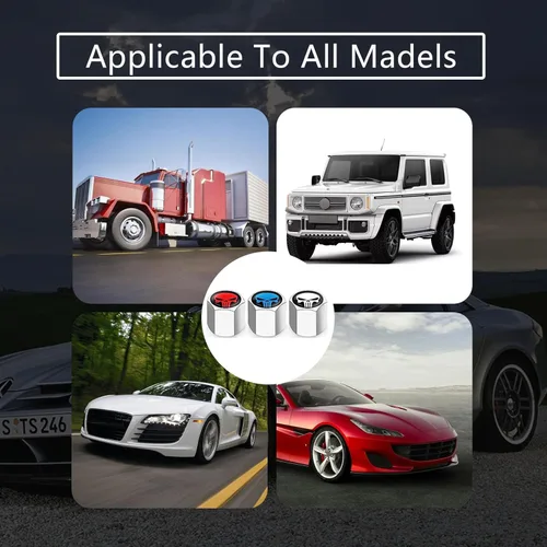 Vista 6 de Pack-4 - Tapones para válvula de neumático de automóvil, a prueba de polvo, tapas universales para válvulas de aire de neumáticos (blanco)